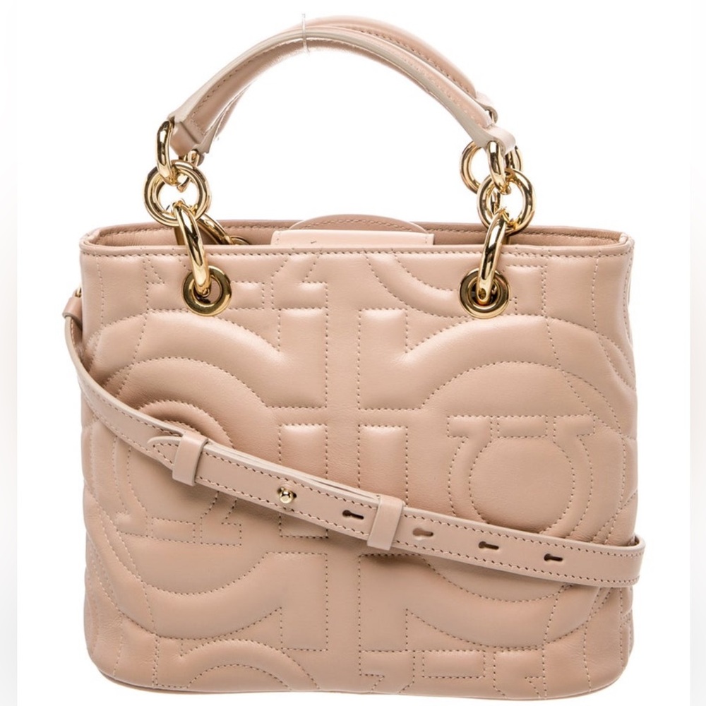 Salvatore Ferragamo Beige Quilted Leather Tote with Gold Hardware - Picture 4 of 6
